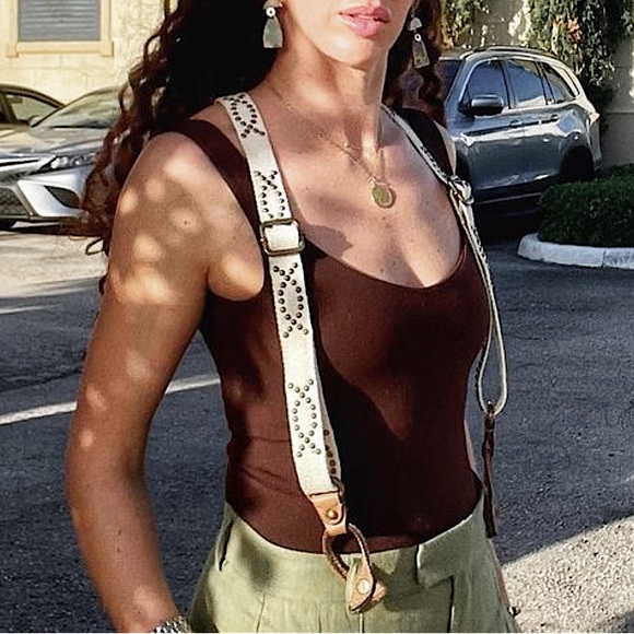 Free People | Suri Suspenders Studded Toffee NWT - Picture 7 of 7